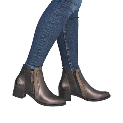 Remonte Block Heel Metallic Ankle Boot R5172-90