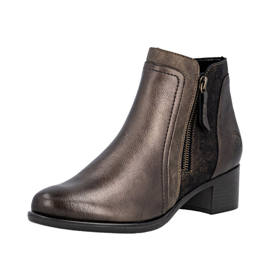 Remonte Block Heel Metallic Ankle Boot R5172-90