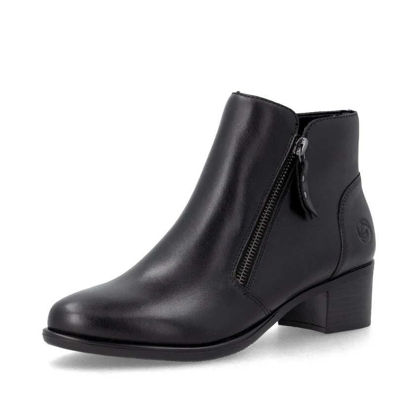 Remonte Ankle Boot Block Heel Leather Black R5190-00