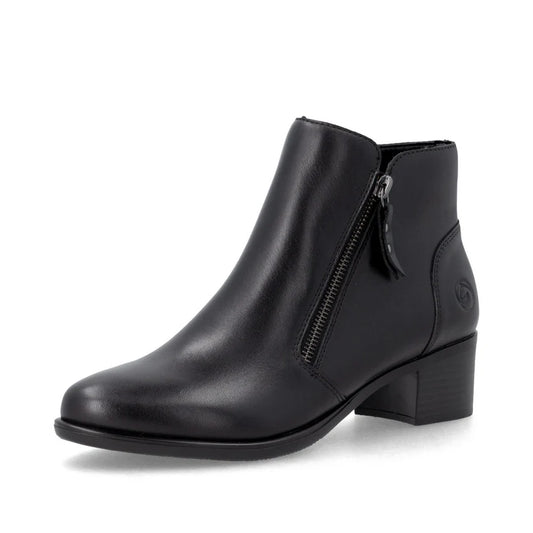 Remonte Ankle Boot Block Heel Leather Black R5190-00