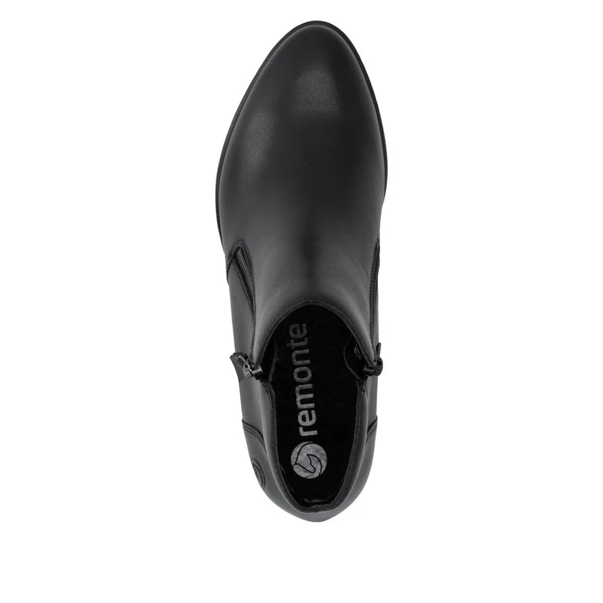Remonte Ankle Boot Block Heel Leather Black R5190-00