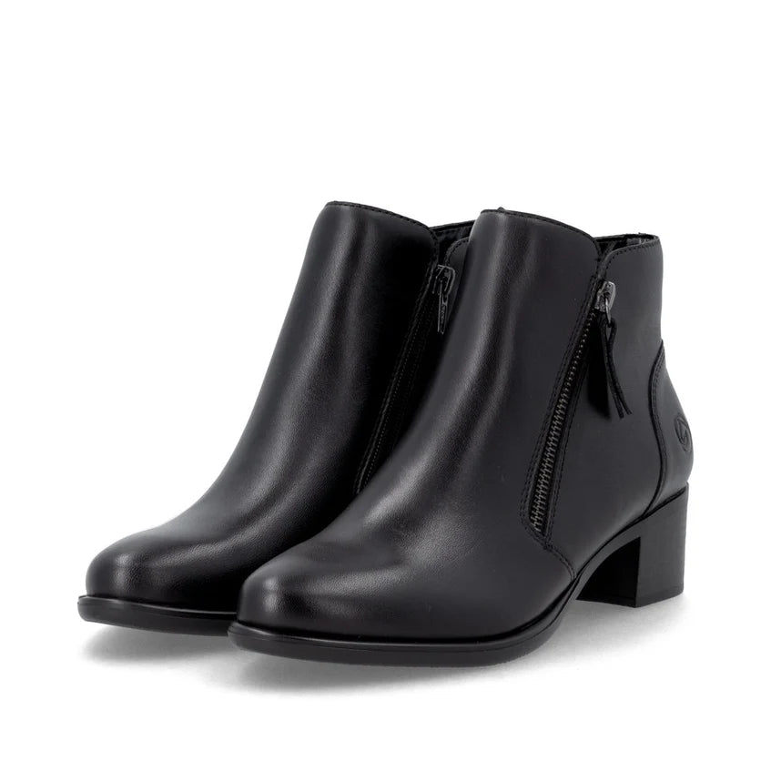 Remonte Ankle Boot Block Heel Leather Black R5190-00