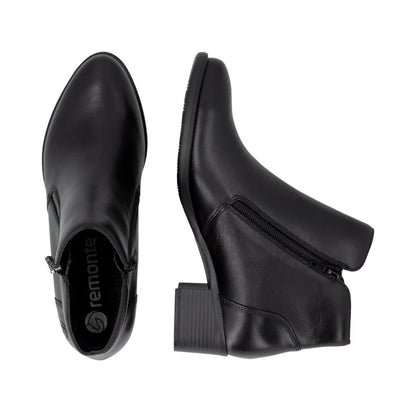 Remonte Ankle Boot Block Heel Leather Black R5190-00