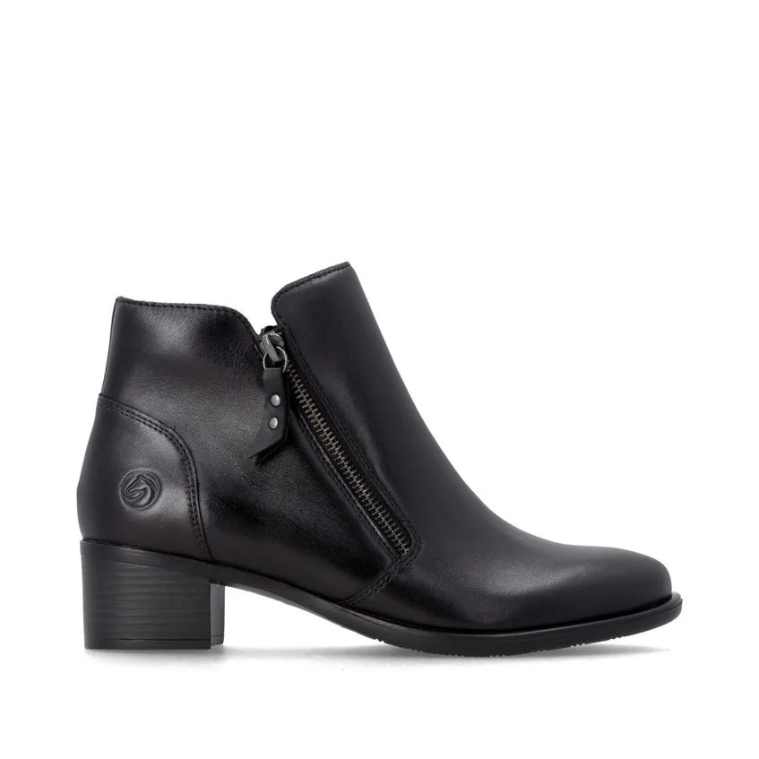 Remonte Ankle Boot Block Heel Leather Black R5190-00