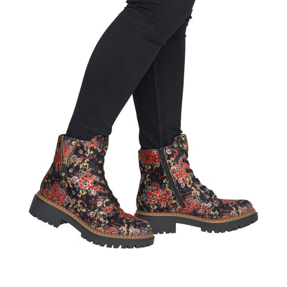 Rieker Ladies Biker Boot Floral Metallic Print 72617