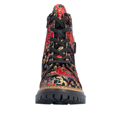 Rieker Ladies Biker Boot Floral Metallic Print 72617
