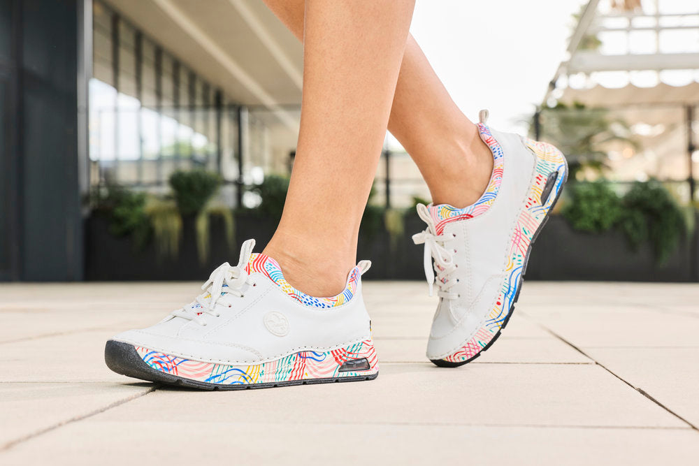 Rieker Lace Up Runner White Multi 44562-80