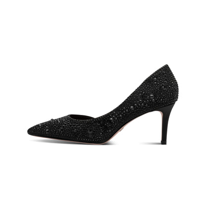 Tamaris Pointed Toe Diamante Heels - Black Glam