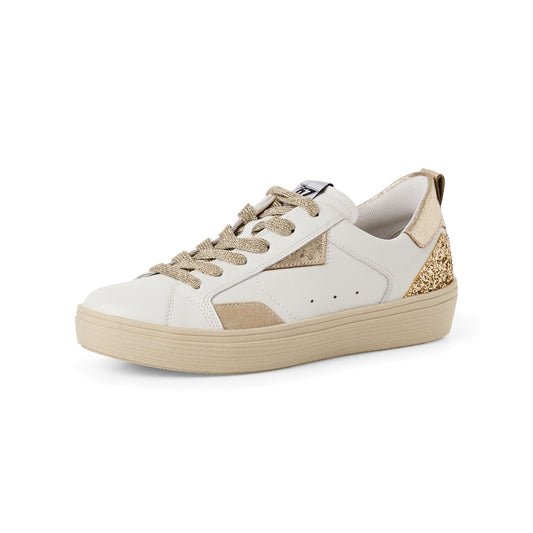 Tamaris White Runner with Gold Glitter - White Gold Combi - 23706-46
