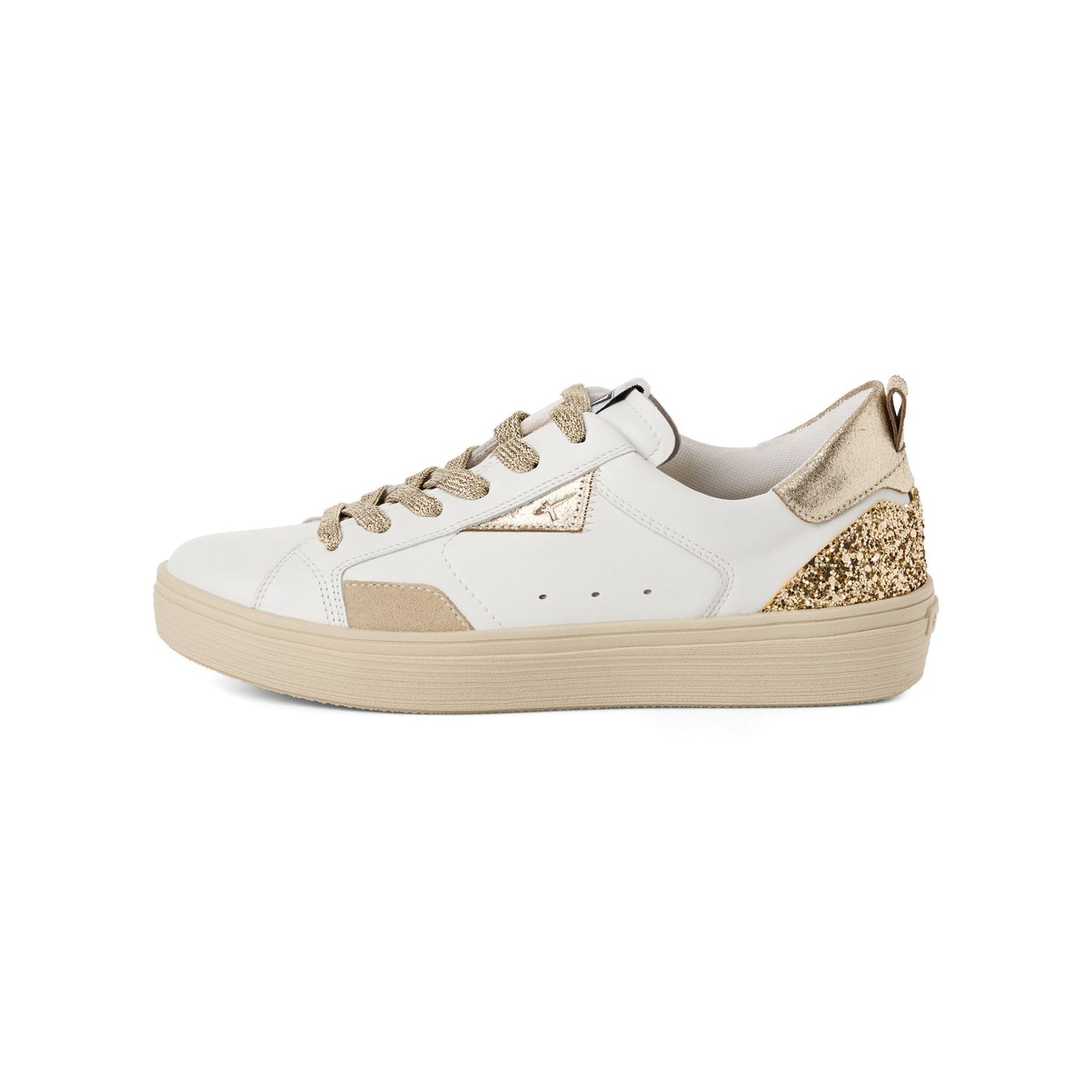 Tamaris White Runner with Gold Glitter - White Gold Combi - 23706-46