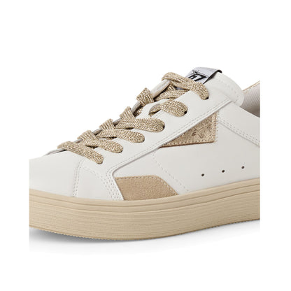 Tamaris White Runner with Gold Glitter - White Gold Combi - 23706-46