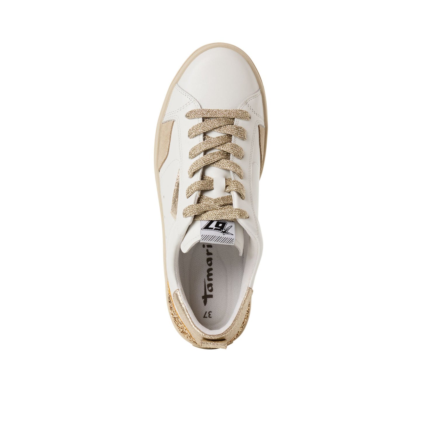 Tamaris White Runner with Gold Glitter - White Gold Combi - 23706-46