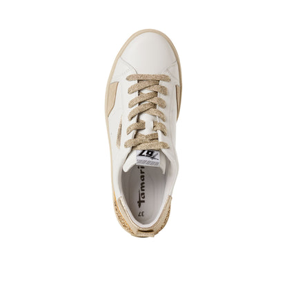 Tamaris White Runner with Gold Glitter - White Gold Combi - 23706-46