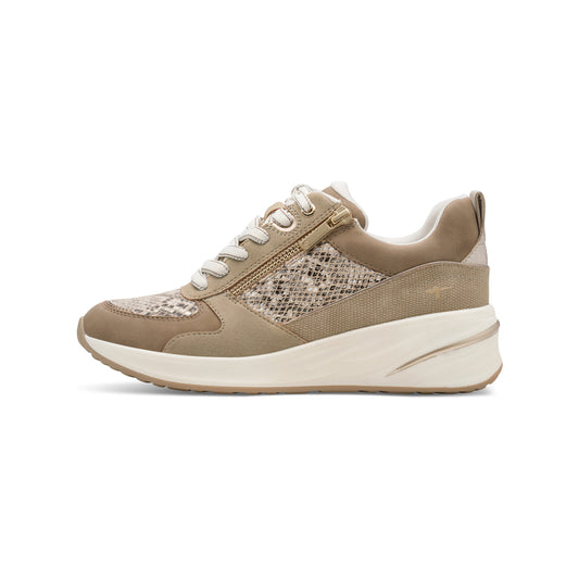 Tamaris Wedge Trainer Beige Snake 23754-45
