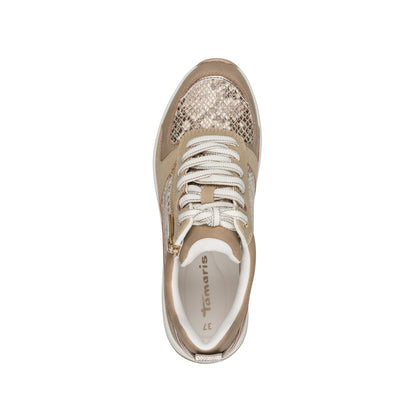 Tamaris Wedge Trainer Beige Snake 23754-45