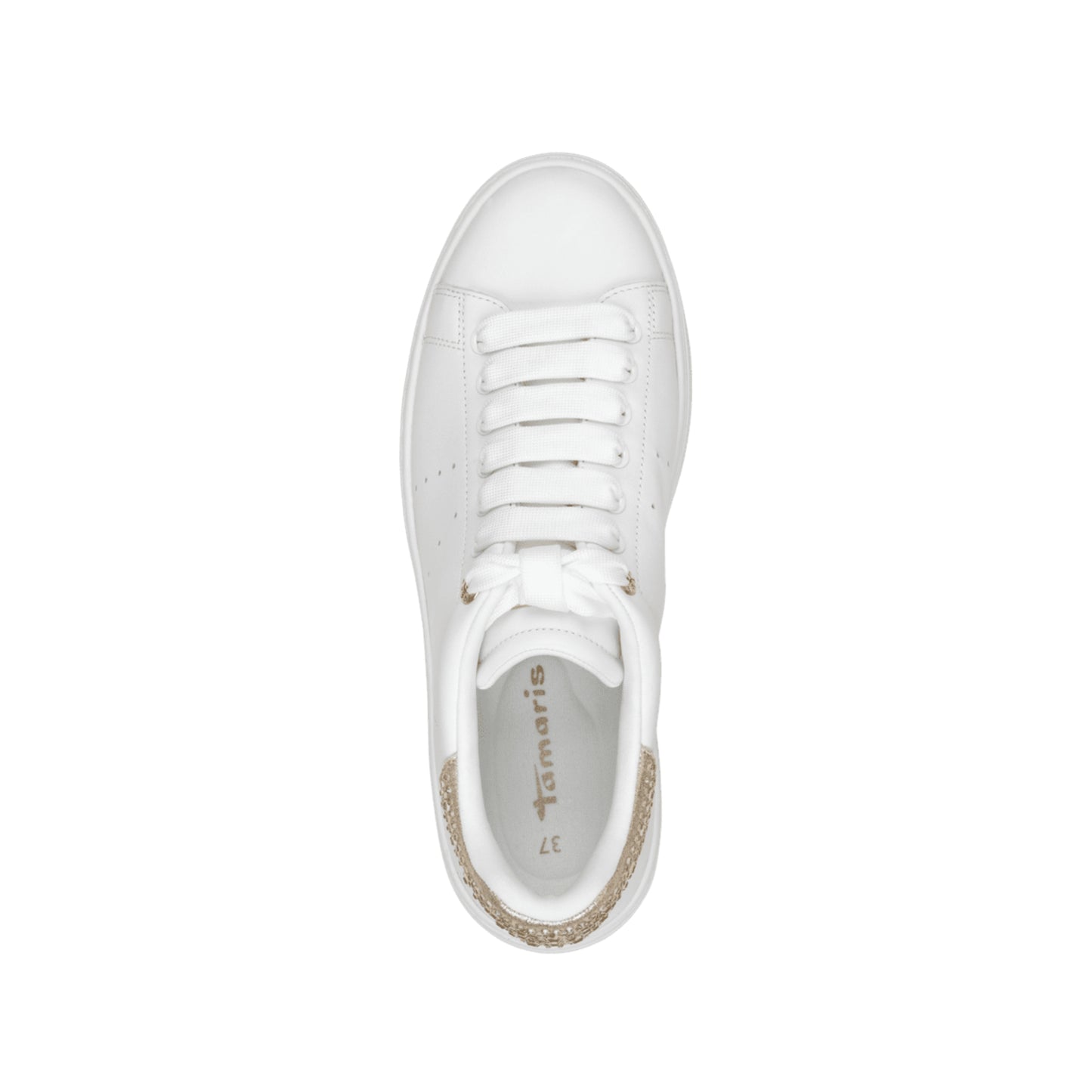 Tamaris White Lace Up Trainer Diamante Detailing  23755-45