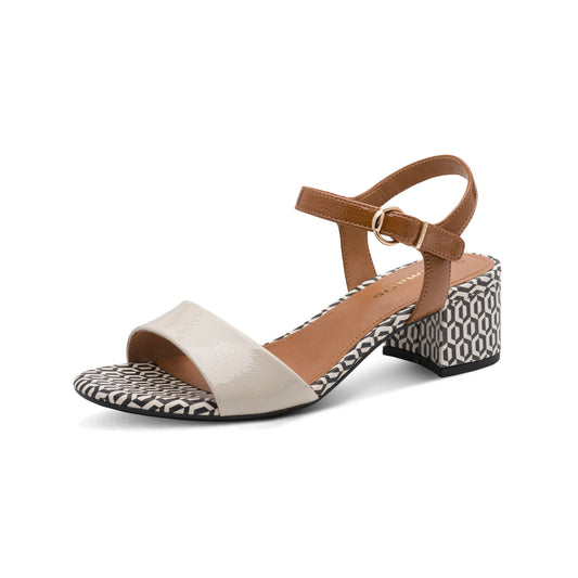 Tamaris Retro Patterned Patent Sandal Block Heel 28249-42