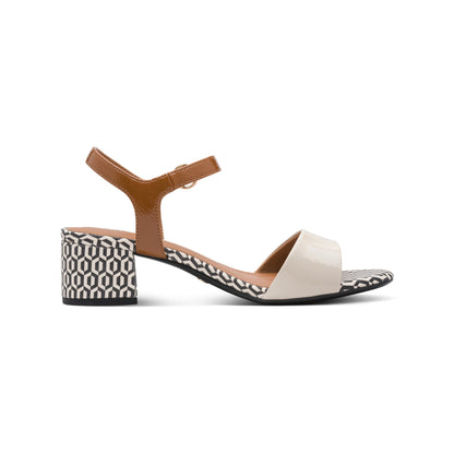 Tamaris Retro Patterned Patent Sandal Block Heel 28249-42