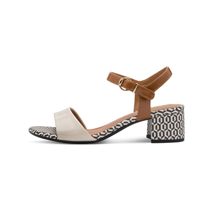 Tamaris Retro Patterned Patent Sandal Block Heel 28249-42