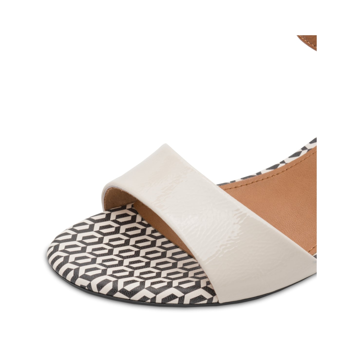 Tamaris Retro Patterned Patent Sandal Block Heel 28249-42