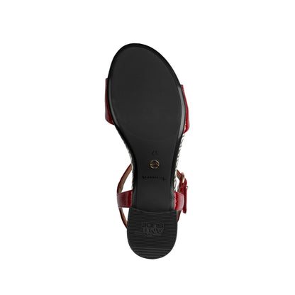 Tamaris Retro Patterned Patent Sandal Block Heel 28249-42