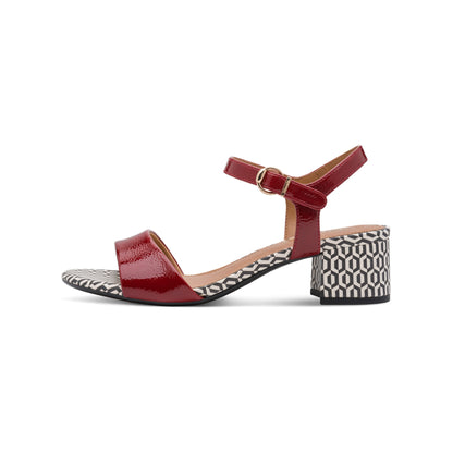 Tamaris Retro Patterned Patent Sandal Block Heel 28249-42