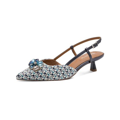 Tamaris Pointed Toe Kitten Heel Gemstone Shoes 29512-46