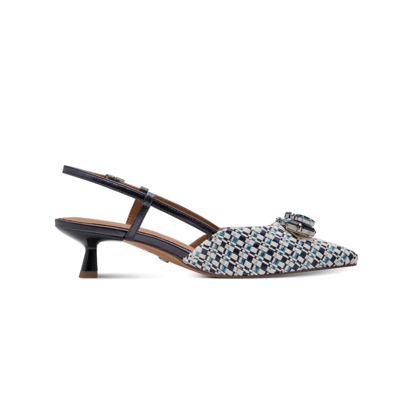 Tamaris Pointed Toe Kitten Heel Gemstone Shoes 29512-46