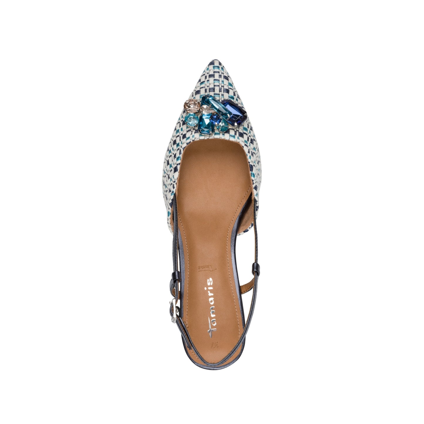 Tamaris Pointed Toe Kitten Heel Gemstone Shoes 29512-46