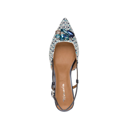 Tamaris Pointed Toe Kitten Heel Gemstone Shoes 29512-46