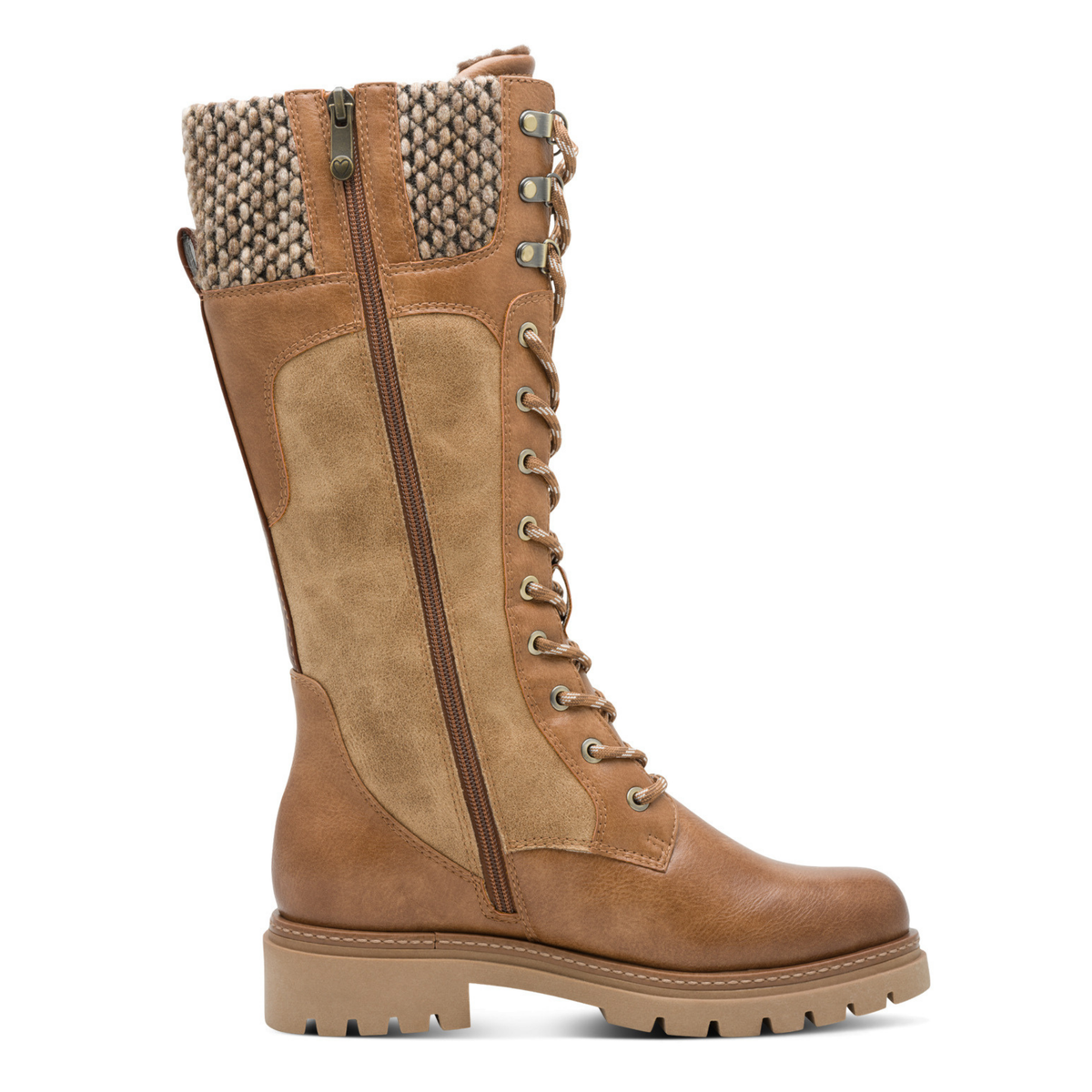 Marco Tozzi knee High Water Resistant Lace Up Boot Nut Combi 26626-45