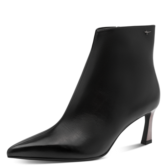 Tamaris Pointed Toe Ankle Boot Black Leather 25320