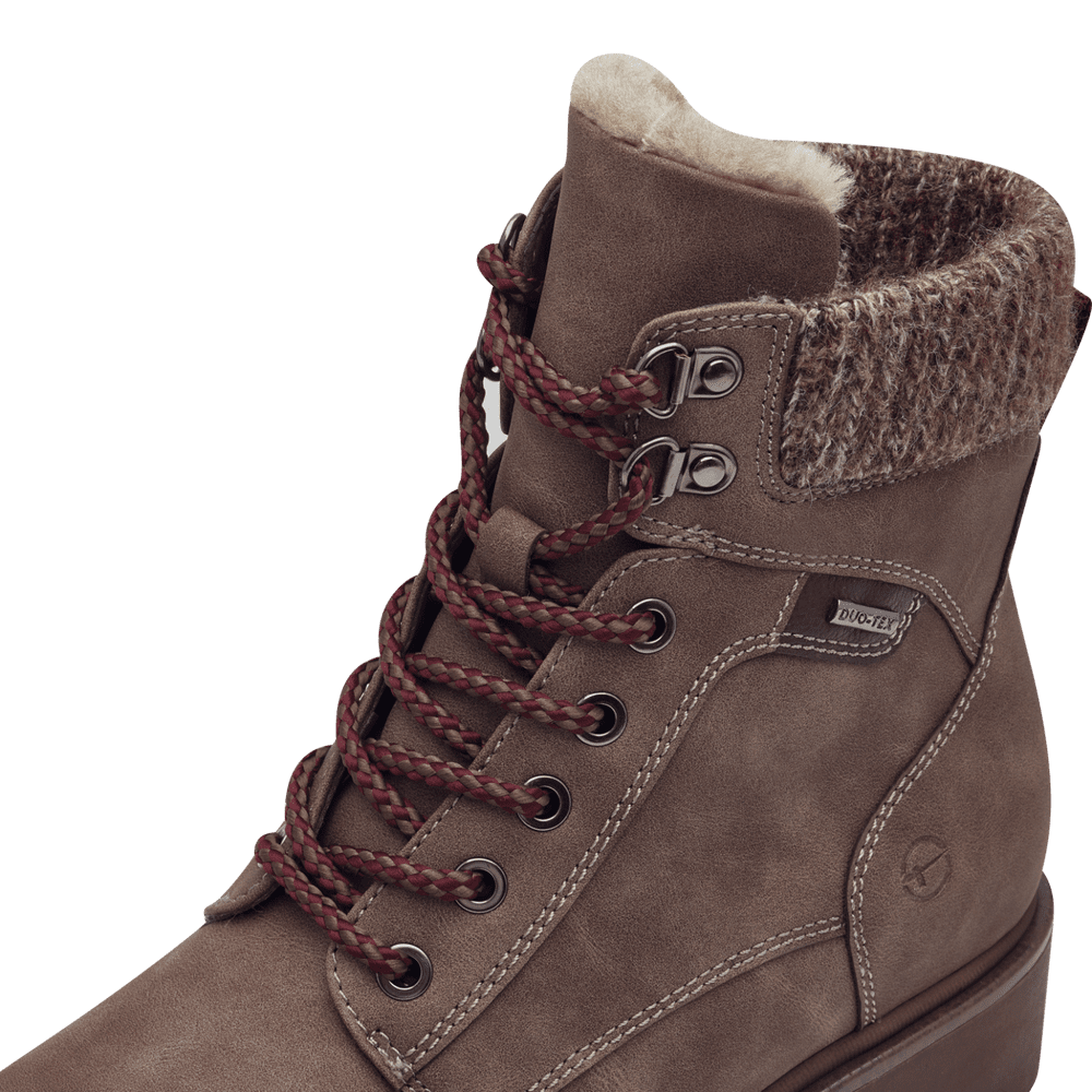 Tamaris Lace Up Fur Lined Ankle Boot Cigar Brown 26266-43