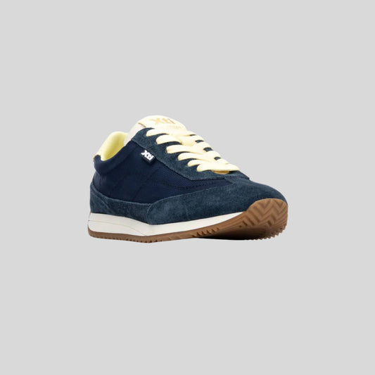 Xti Ladies Casual Trainers Navy with Lemon Yellow details - 145209