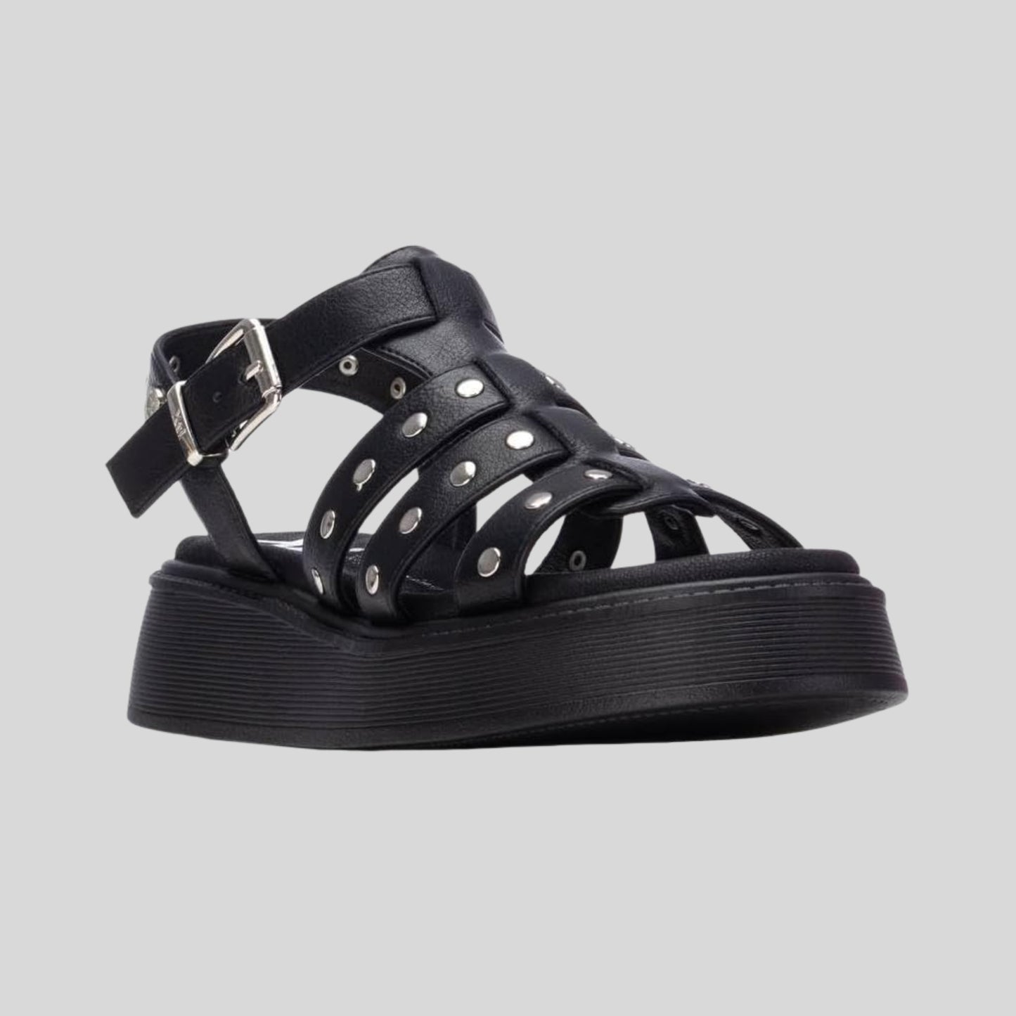 XTI Ladies Platform Sandal with Studs Black 145238