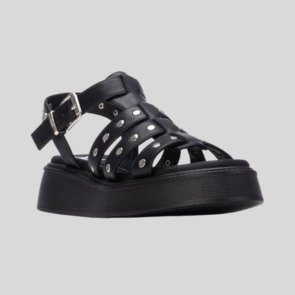 XTI Ladies Platform Sandal with Studs Black 145238