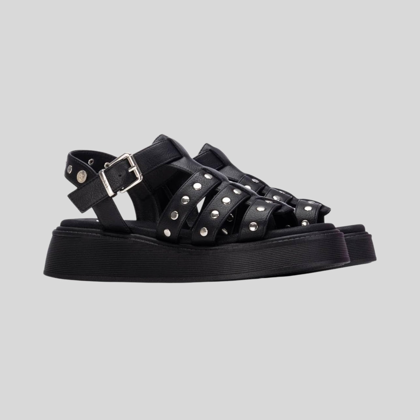 XTI Ladies Platform Sandal with Studs Black 145238