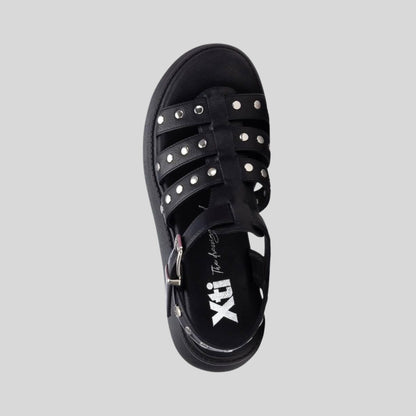 XTI Ladies Platform Sandal with Studs Black 145238