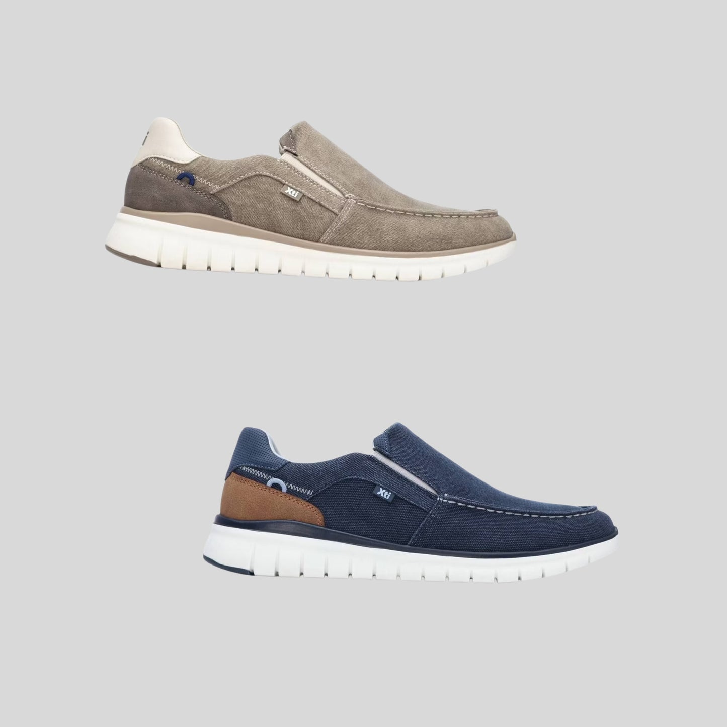 XTI Mens Super Light Canvas Slip On Shoes Taupe 145763