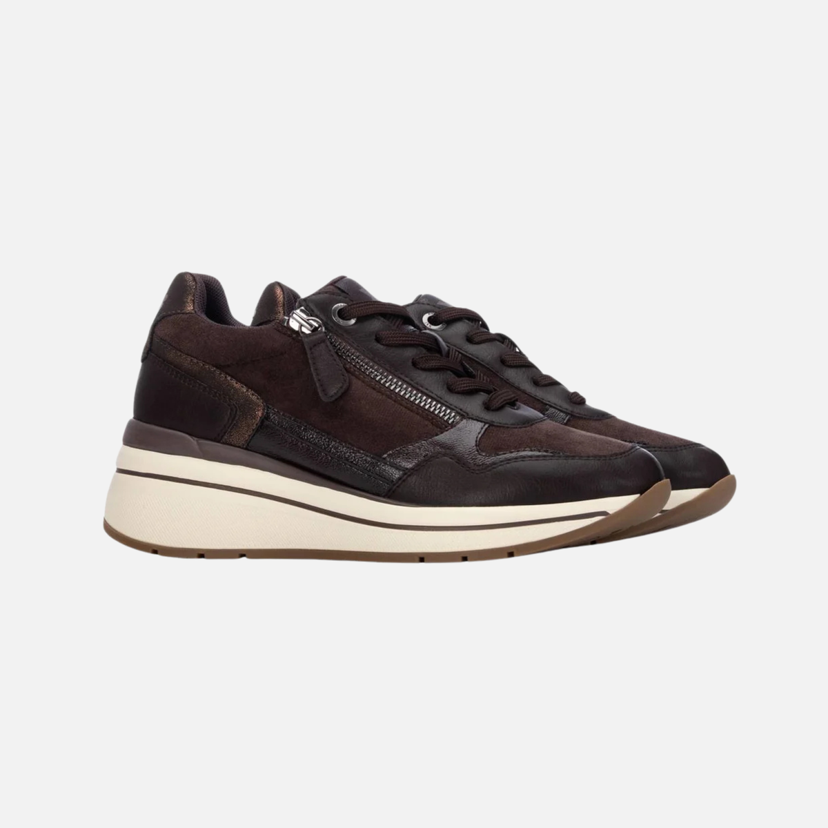 Xti Casual Wedge Runner - Brown 146169