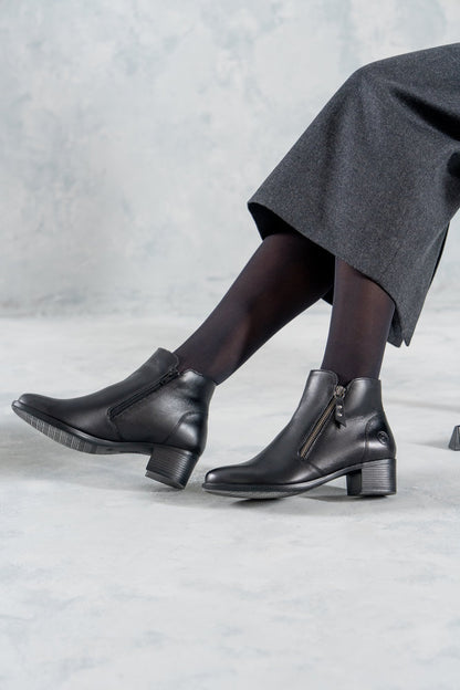 Remonte Ankle Boot Block Heel Leather Black R5190-00