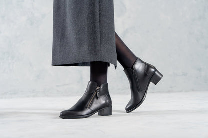 Remonte Ankle Boot Block Heel Leather Black R5190-00
