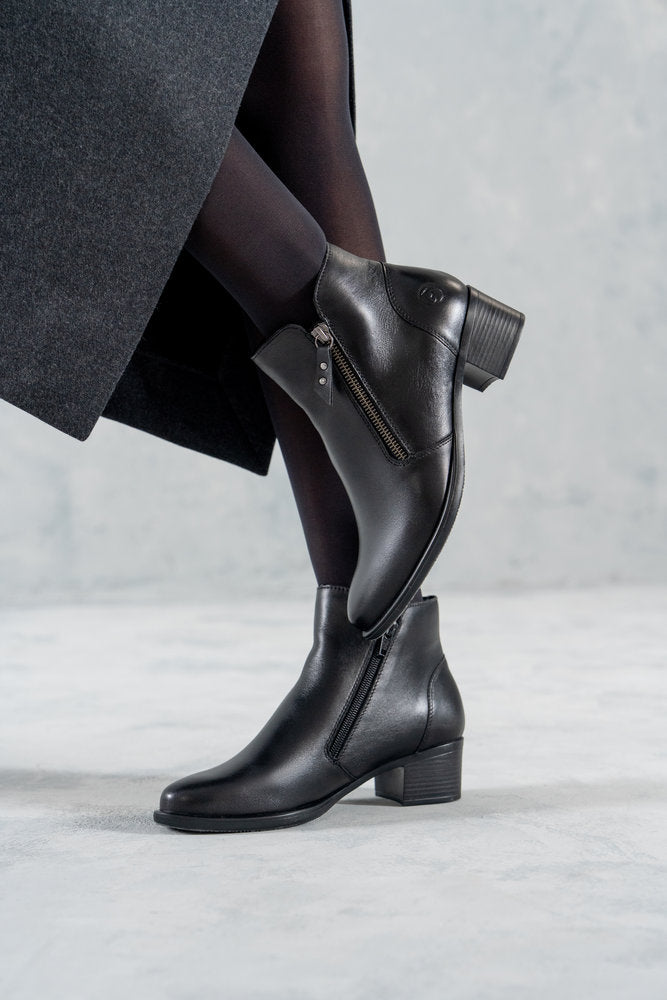 Remonte Ankle Boot Block Heel Leather Black R5190-00